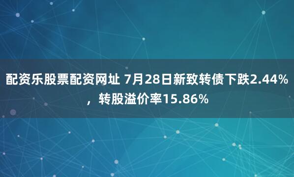 配资乐股票配资网址 7月28日新致转债下跌2.44%，转股溢价率15.86%
